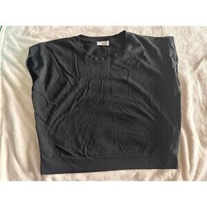 Carly Jean Los Angeles CJLA Boxy Crop Top Black Soft Minimalist Capsule Basic -M